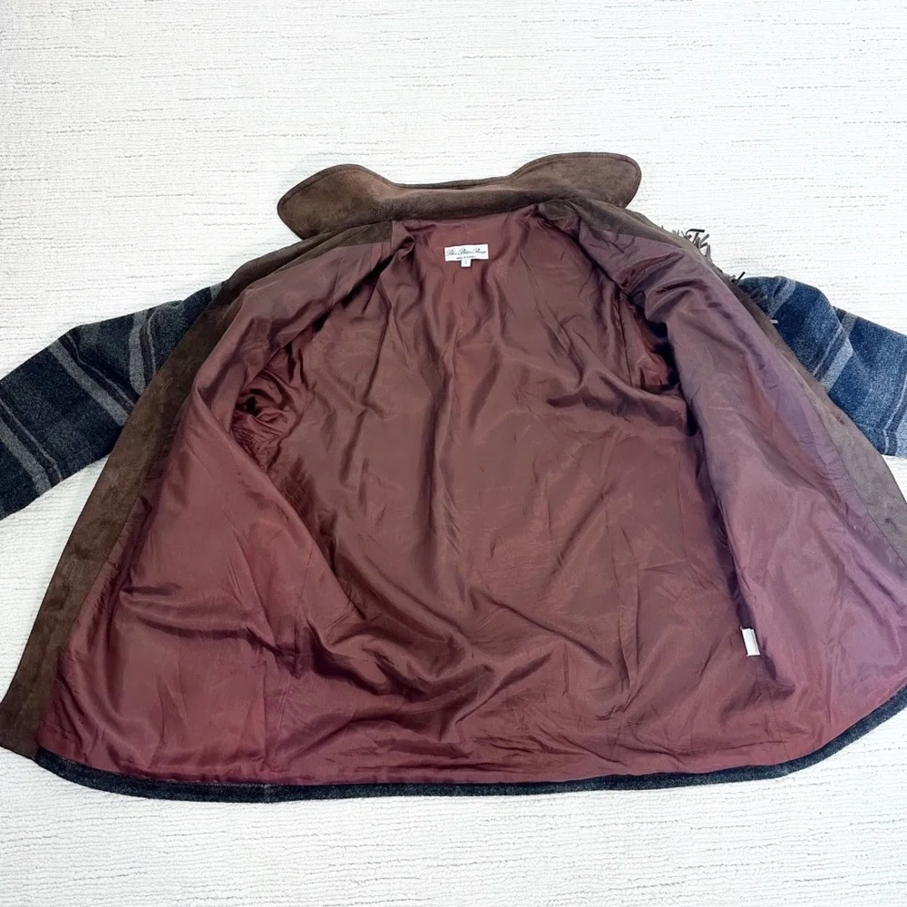BLEU BLANC ROUGE Vintage Women L Brown/Blue Coat Fringe Suede Yellowstone Tribal